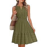 MEROKEETY Women's 2026 Summer Casual Mini Sundress Beach Vacation Sleeveless V Neck Flowy A Line Dress with Pockets