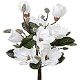 DILATATA Magnolia Fake Flowers Artificial Flower Magnolia Stems 17.7" Real Touch Magnolia Flowers Branch for Office Vase Table Centerpiece-Fake Flowers Home Decor Beige White Magnolia-4pcs