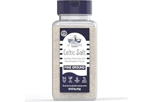 Le Marinier Celtic Salt Organic Fine Ground, 1 lb - 16oz. Mineral Rich 100% Natural and Unrefined. Refillable Salt Shaker. French Sea Salt with Vital Minerals. Hand Harvested (1 lb Fine Ground)