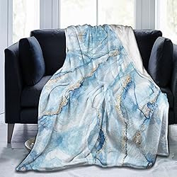 Perinsto White Blue Marble Throw Blanket Ultra Soft