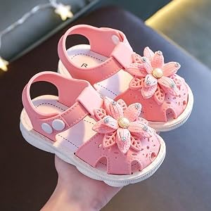 Girl's Closed Toe Breathable Butterfly Sandals, Baby's Soft Soled Anti Slip Summer Shoes, Walking Shoes
