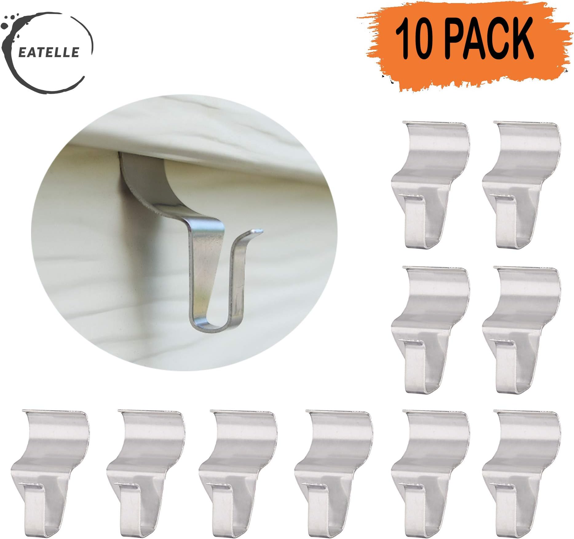 eatelle No-Hole Needed Hooks Low Profile Vinyl Siding Clips for Hanging, Outdoor Hooks Heavy Duty Stainless Steel Outdoor Light Mailbox Planter Decorations Wreath Hanger Clips 10 Pack
