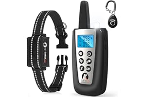 PaiPaitek 2 in 1 Dog Bark Collar and Training Collar - Smart Bark and Shock Collar Combo, Automatic Bark Collar for Large Dog with Remote 3300ft Range & Waterproof
