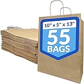 Reli. 10x5x13 in. Brown Paper Bags with Handles | 55 Pack | Kraft Paper Shopping Bags with Twist Handles | Ideal for Gifts, Retail, Shopping, Merchandise, Take Out/To Go, Party, Crafts