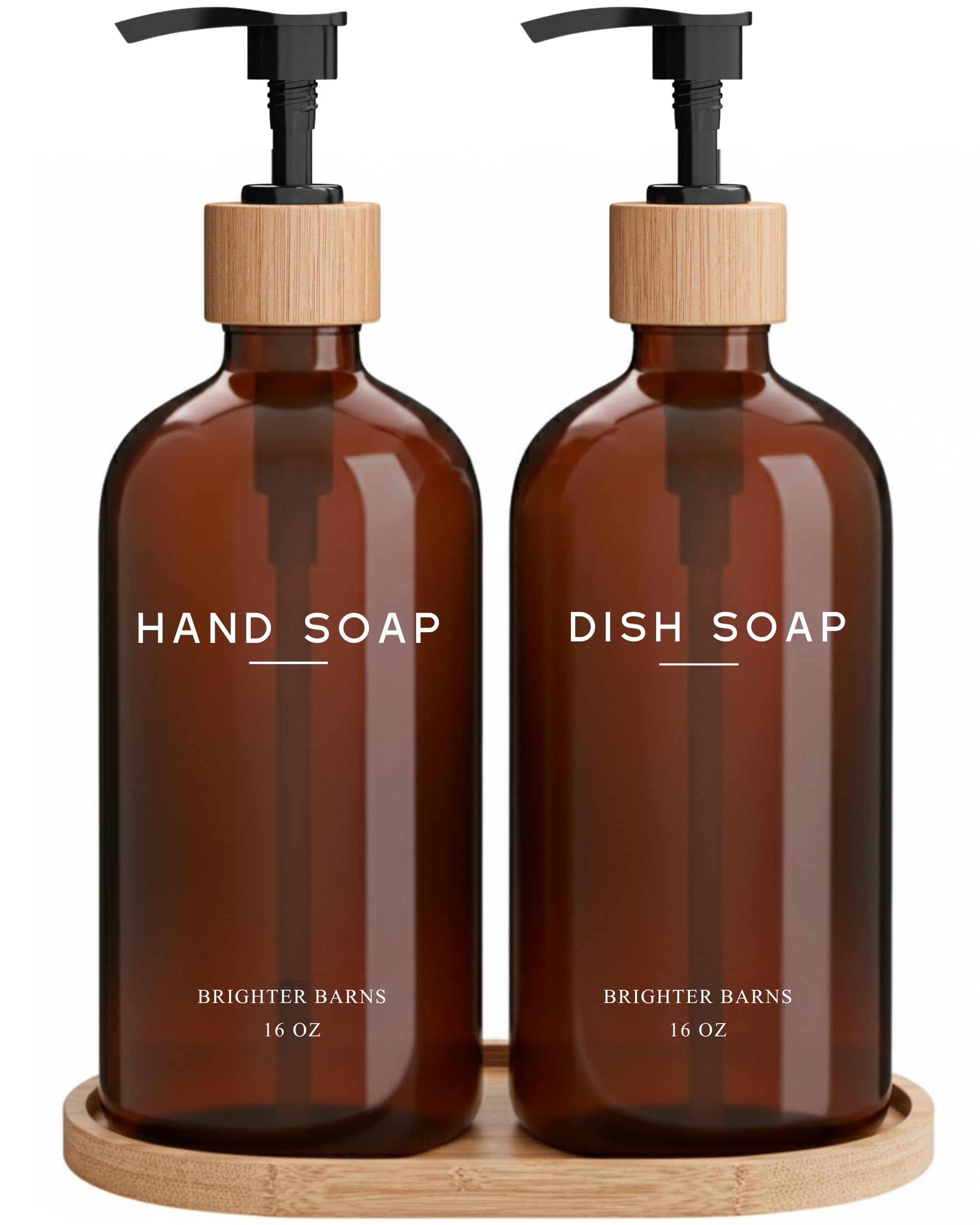 Photo 1 of ***MISSING PARTS***
Amber Glass Hand and Dish Soap Dispenser Set by Brighter Barns - Kitchen Soap Dispenser Set with Tray - Bamboo Pump Bottles for Kitchen Sink - Modern Home Decor, Neutral Decor for Airbnb, Gift (Amber)