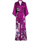 PRODESIGN Kimono Robe for Women - Long Satin Sleepwear Silky Kimono Cover-Up Nightgown Japanese Bathrobe Loungewear Blouse