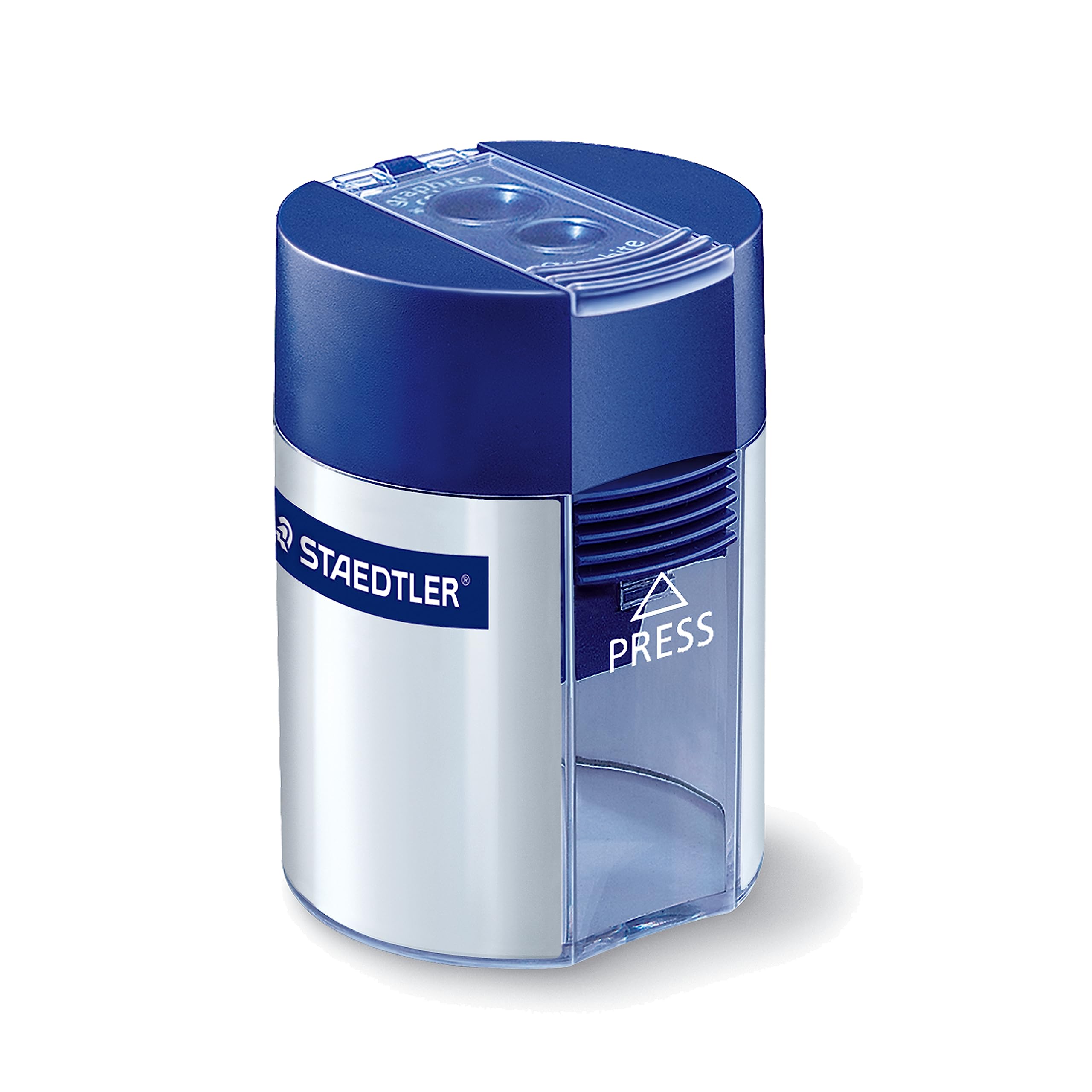 STAEDTLER Pencil Sharpener with 2 Holes - Dual Size Manual Sharpener for Standard, Colored & Makeup Pencils - Compact Design