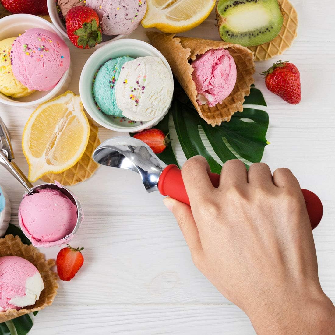 Ice Cream Scoop, KXF NonStick AntiFreeze Ice Cream Spoon with