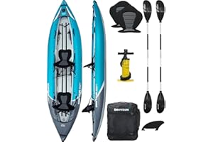 Driftsun Rover Inflatable Kayak - White Water Kayaks for 1 and 2 Person, High Pressure Dropstitch Floor Kayak for Adults with Padded Seats