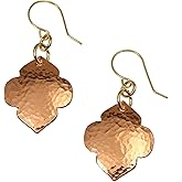 Hammered Copper Quatrefoil Dangle Earrings