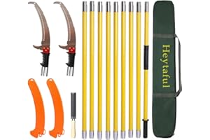 Heytaful Manual Pole Saw 30 FT Extendable Tree Pruner High Branches Trimming for Pruning Palms and Shrubs with Long Handle (Yellow)