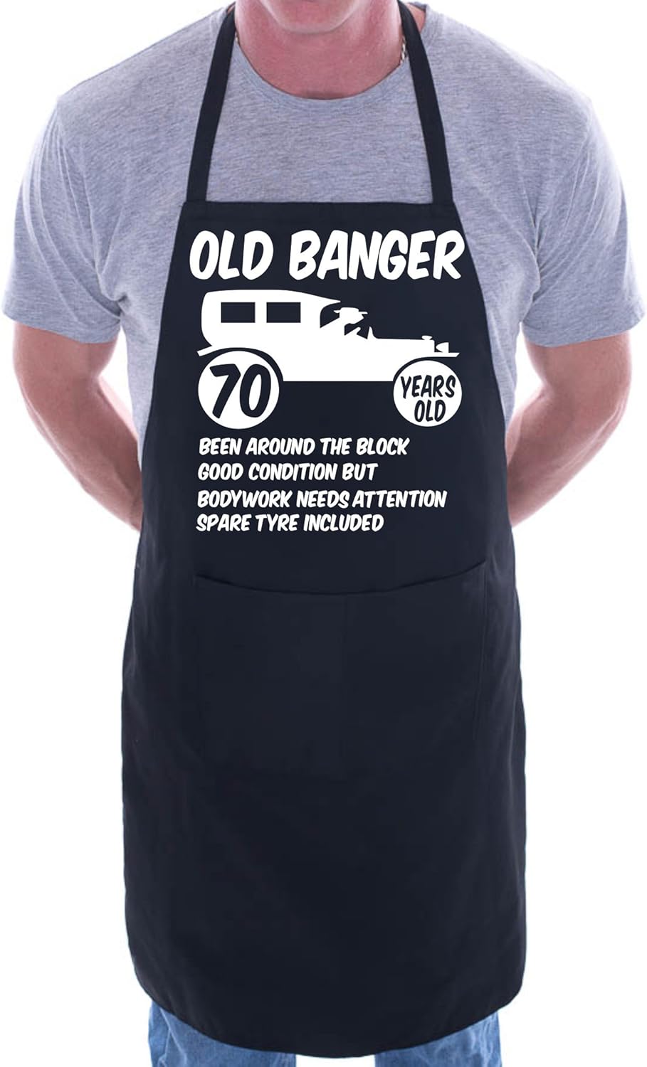 Print4U 70th Birthday Old Banger BBQ Cooking Funny Novelty Apron Black
