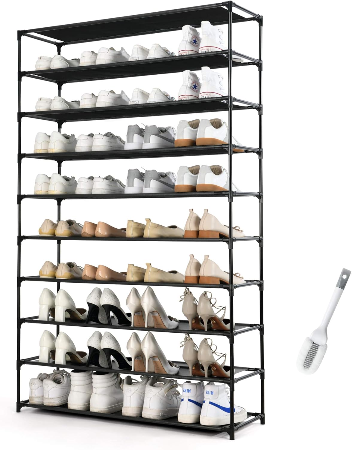 shoe tiers on Amazon Com Hodyann 50 Pairs Shoe Tower Non Woven Fabric Metal Storage Cabinet 10 Tiers Shoe Rack For Entryway Home Improvement