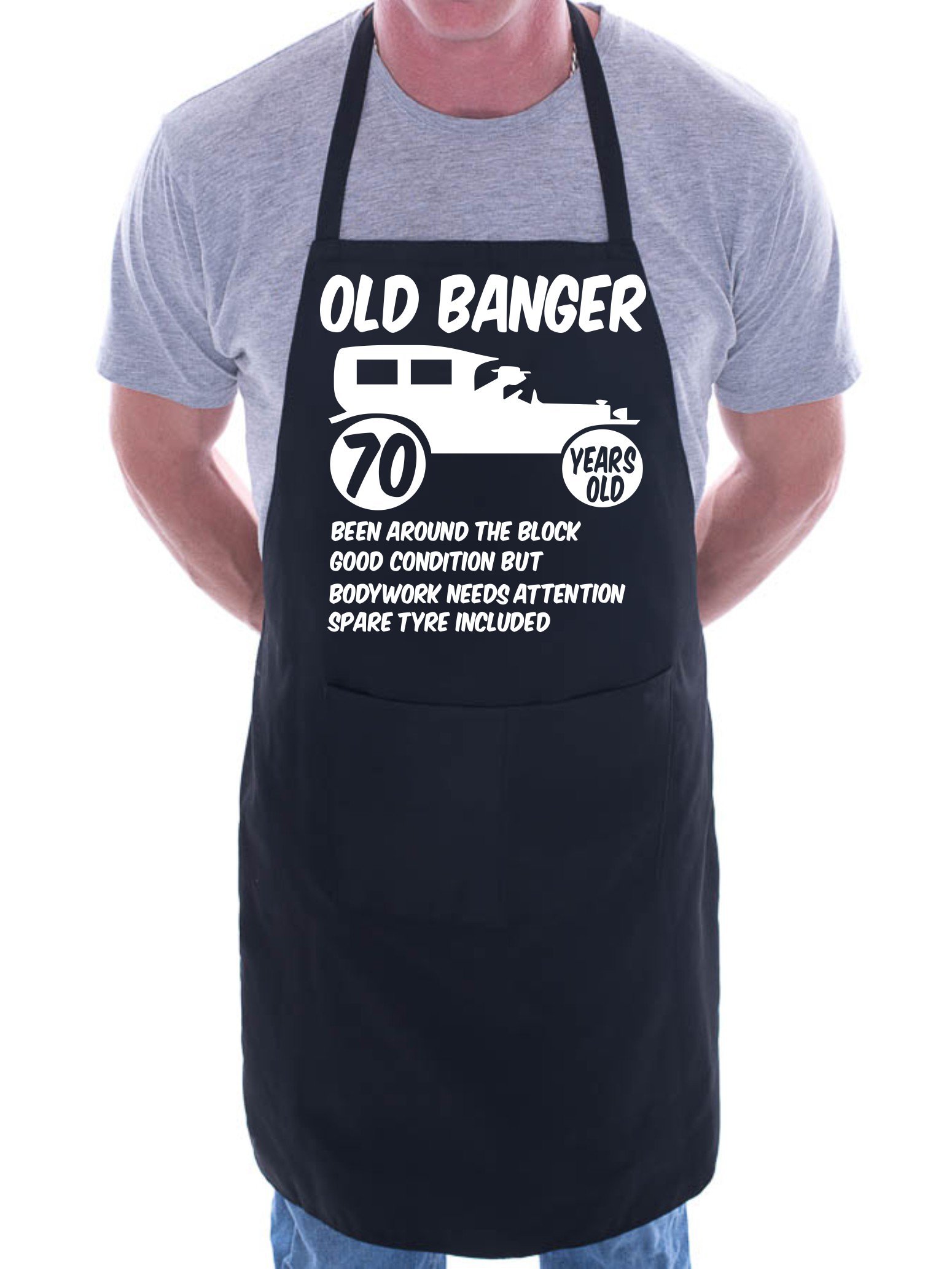 Print4U 70th Birthday Old Banger BBQ Cooking Funny Novelty Apron Black