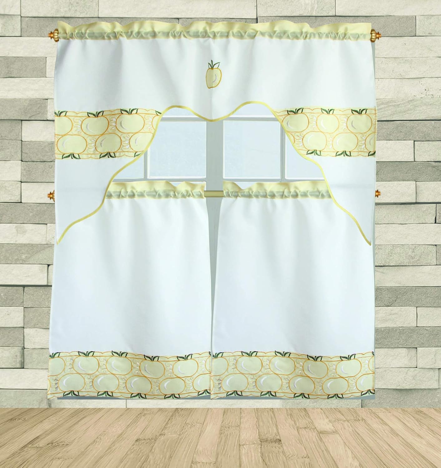 Best 3 Piece Kitchen Apple Curtain Set