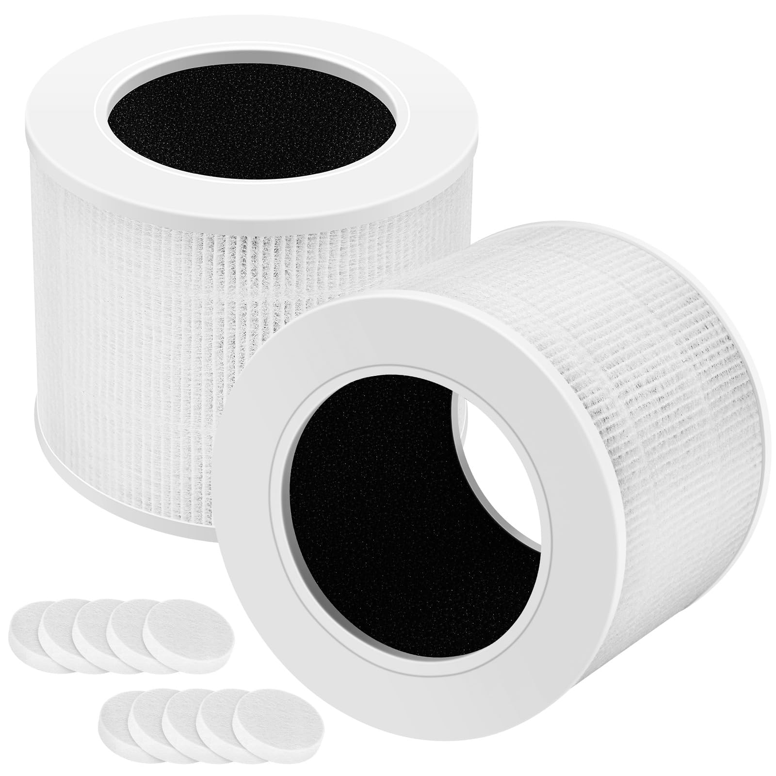 2 Pack Core Mini Replacement Filter Compatible with LEVOIT Core Mini Air Purifier, 3-in-1 High Efficiency HEPA Core Mini Replacement, 2 Pack Filter + 10pcs Aroma Pads
