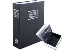 KYODOLED Black Extra Large Diversion Book Safe with Combination Lock, 10.5" x 7.8" x 2.6" Metal Safe for Home or Travel