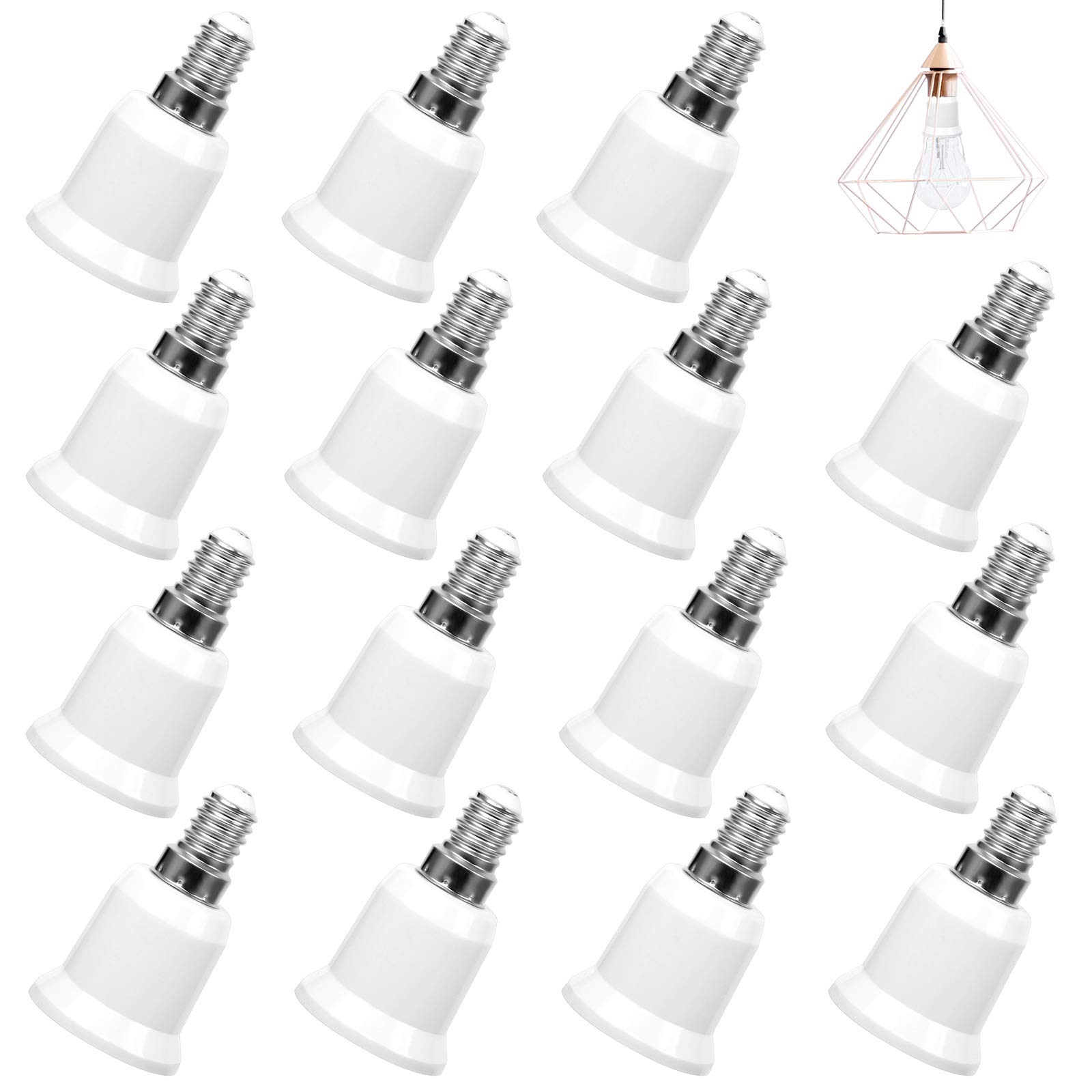 15 PCS E14 to E27 Socket Converter E14 to E27 Light Bulb Converter Light Adapter Lamp Fitting Converter Holder Base Small Screw to Large Screw Converter for CFL Bulbs Led Bulbs White