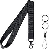 Enrfnox Lanyard, Cute Teacher Lanyards, Neck Lanyards for Keys ID Badges, Stretchy Key Lanyard for Women Men (Black)