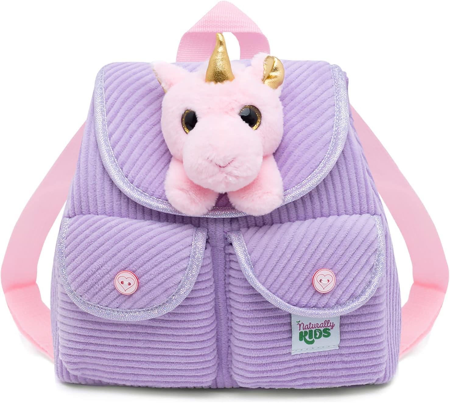 Naturally KIDS Mini Purple Unicorn Backpack, Unicorns Gifts for Girls, Toddler Backpack for Girls Boys