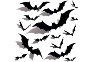 FFNIU Halloween 3D Bats Decoration Plastic Bat Wall Stickers for Home Window Decor Party Supplies (60PCS)