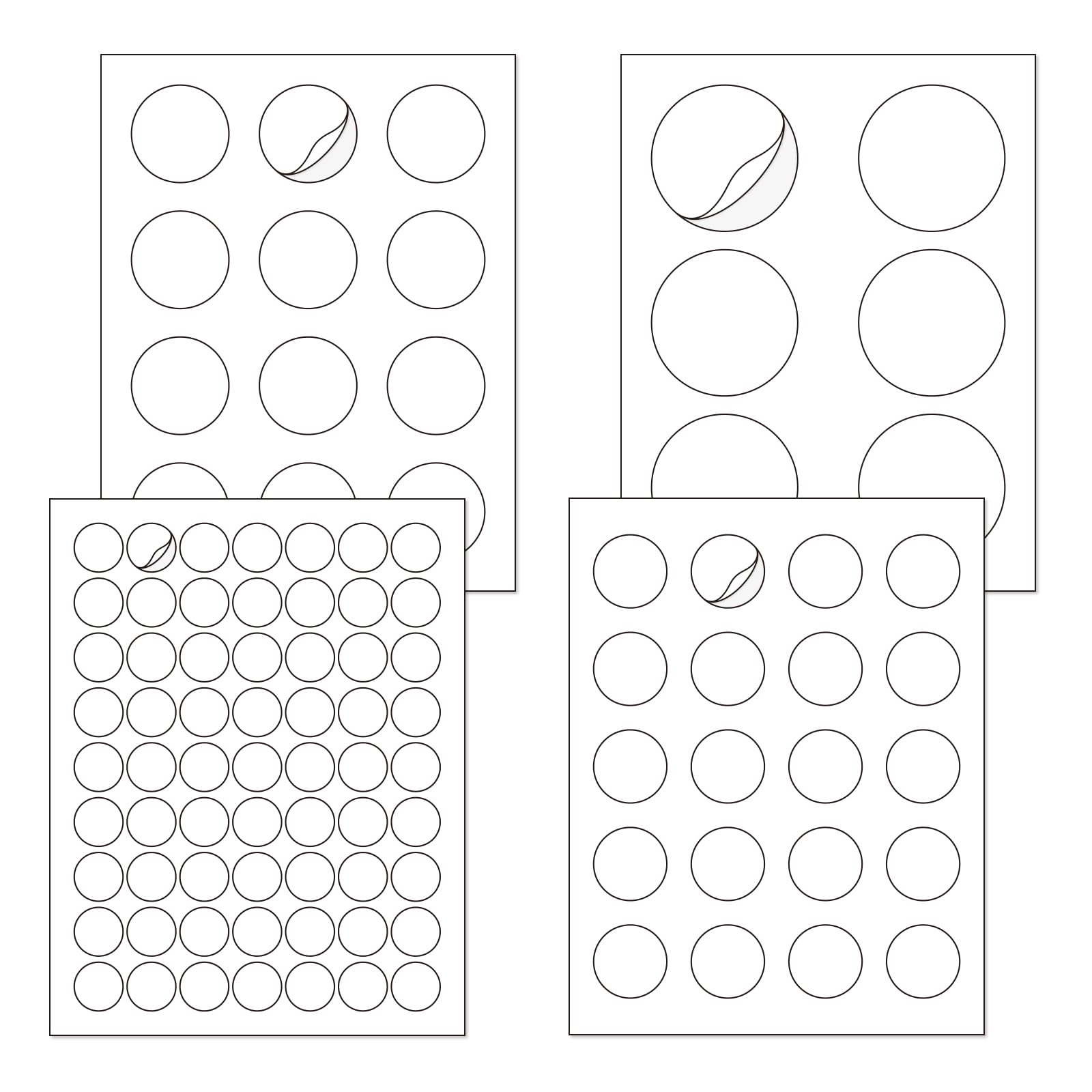 Photo 1 of L LIKED Printable Round Labels?505 Matte White Circle Stickers with 4 Assorted Sizes?Diameter 1"?1.5"?2"?3"?, for Laser/Inkjet Printer