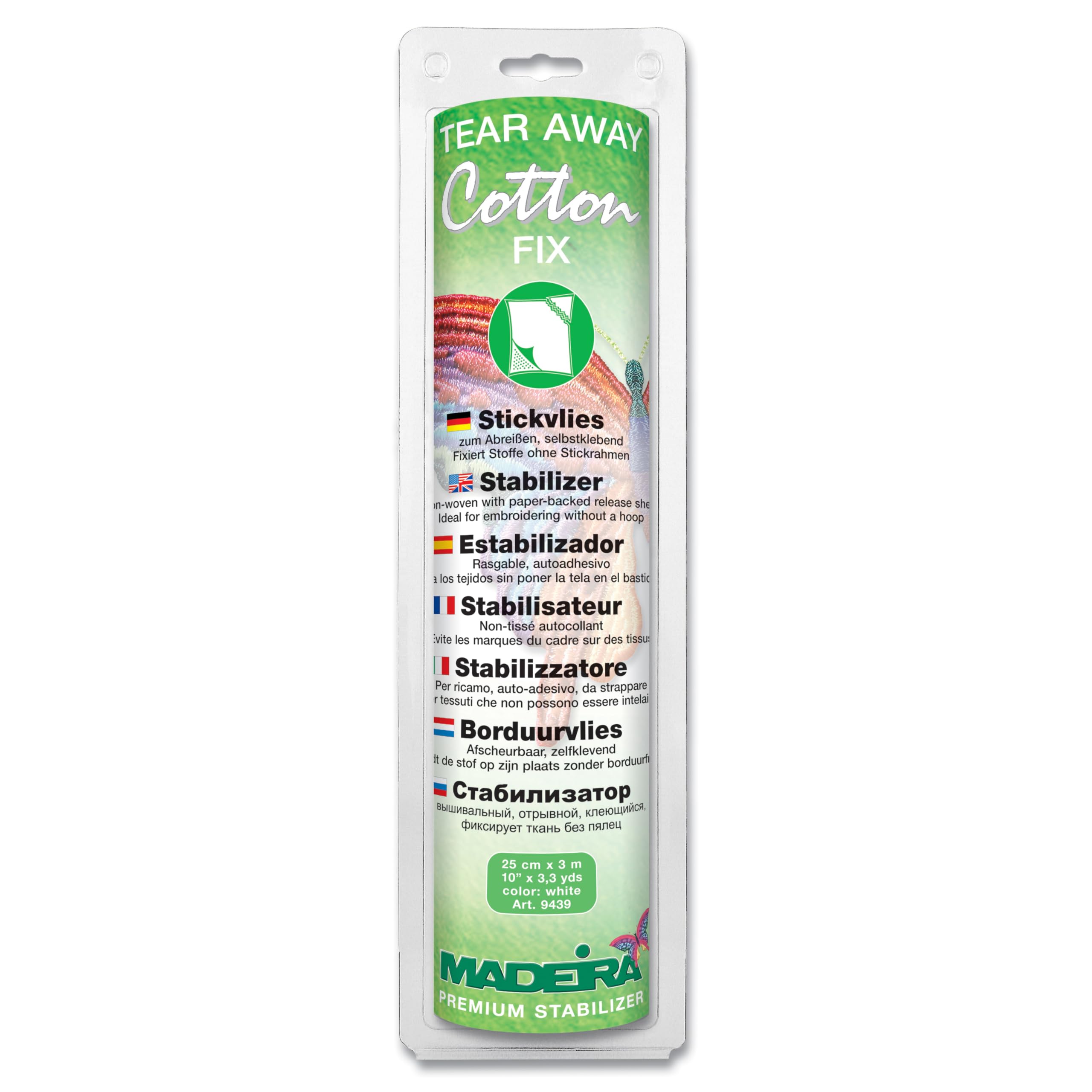 Madeira 20990203 Cotton Fix Tear Away Stabilizer, White