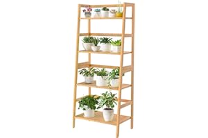 Acovy 4-Tier Bamboo Bookshelf Ladder Shelf Book Shelf Bookcase Freestanding Storage Rack Plant Stand for Bedroom, Living Room, Bathroom, Small Space, Natural (Natural)
