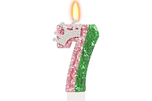 ElekFX Pink and Green Birthday Number Candle, Wicked Birthday Number Candle, Cake Topper Decoration for Birthday Party Decorations (Number 7)