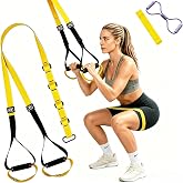 Home Suspension Training Straps - Adjustable with Bands, Door Anchor &amp; Case | Full-Body Home Workout Suspension Strap Set with Free Accessories, 400 LBS Weight Capacity, Portable for Gym &amp; Travel