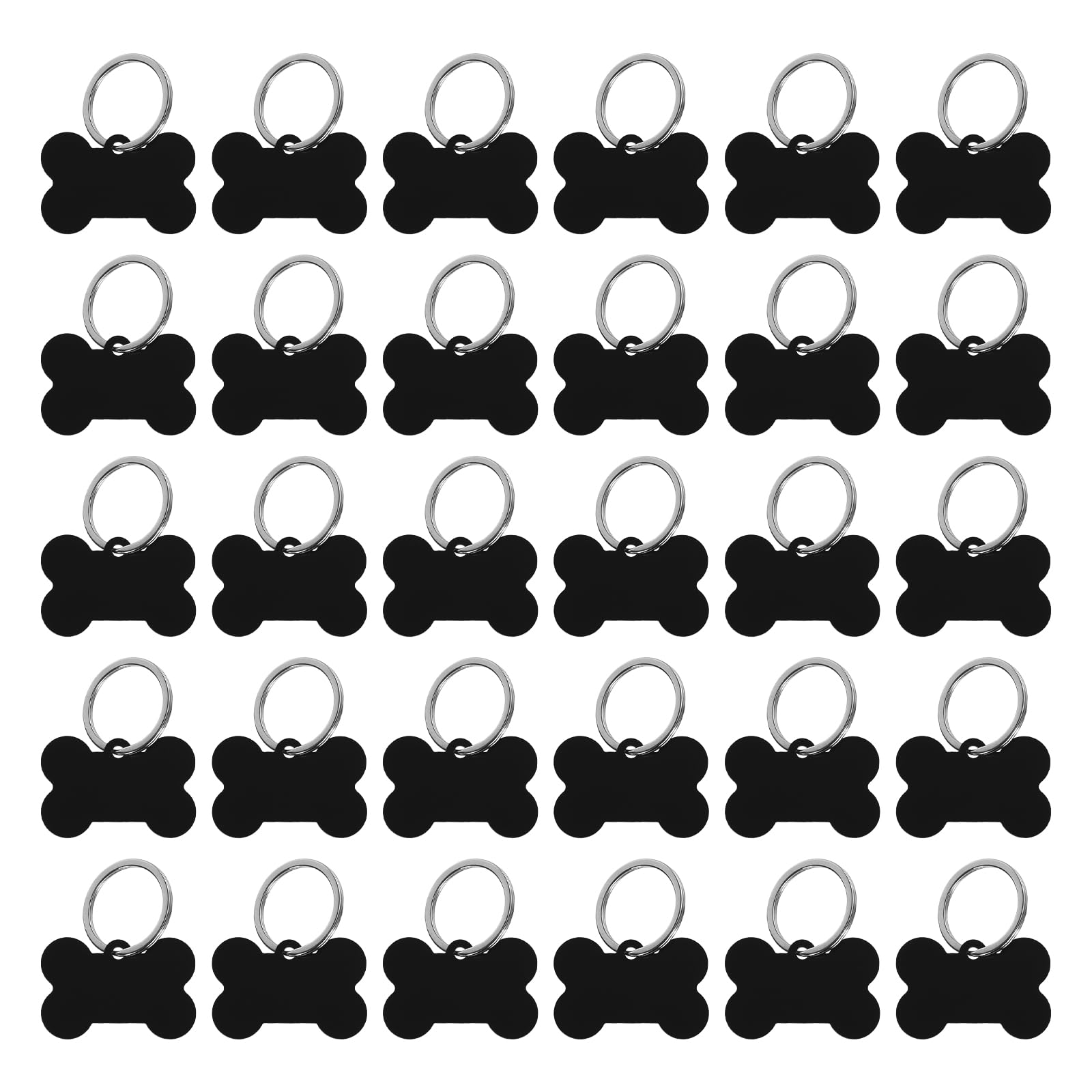 Photo 1 of MECCANIXITY Bone Shaped Dog Tag Pet ID Tags, 38mmx25mm/1.5" x1 Metal Black Blank Dog Tags Cat Tags with Ring for Dog Cat, Pendant Crafts, Pack of 30