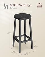 VASAGLE Bar Stools Set of 2 Ebony Black Kitchen Chairs with Metal Frame view 5
