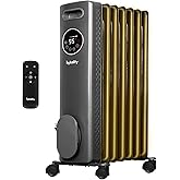 hykolity 1500W Oil Filled Radiator Heater with Remote, 24H On Off Timer, Digital Thermostat,4 Mode Electric Radiant Heater, ECO, ETL Overheat & Tip-Over Protection Indoor Space heater,Grey