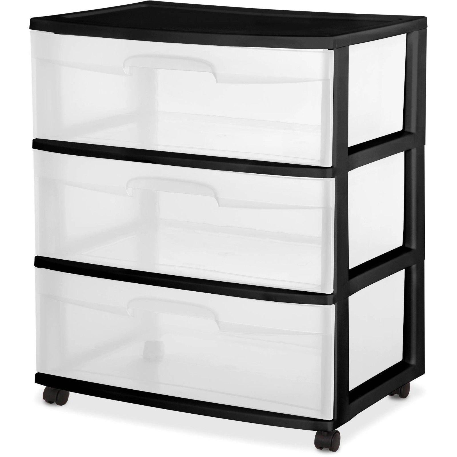 Photo 1 of ***BOTTOM PLASTIC DRAWER BROKEN - MISSING WHEELS***
3 Drawer Wide Cart Black Storage Plastic