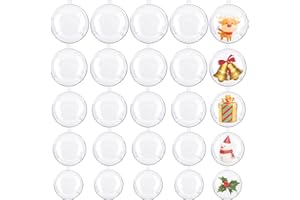 HAAWOOKY 25 Sets Clear Fillable Ornaments Ball in 5 Different Size,Transparent DIY Craft Ball,Plastic Acrylic Fillable Ball for Halloween Christmas Decor