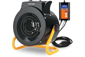 Noarixa Greenhouse Heater with Digital Thermostat, 1500W/750W Electric Grow Tent Heater, IPX4 Waterproof, Overheat Protection, Fast Heating for Patio, Flower Room, Green House, Ourdoor