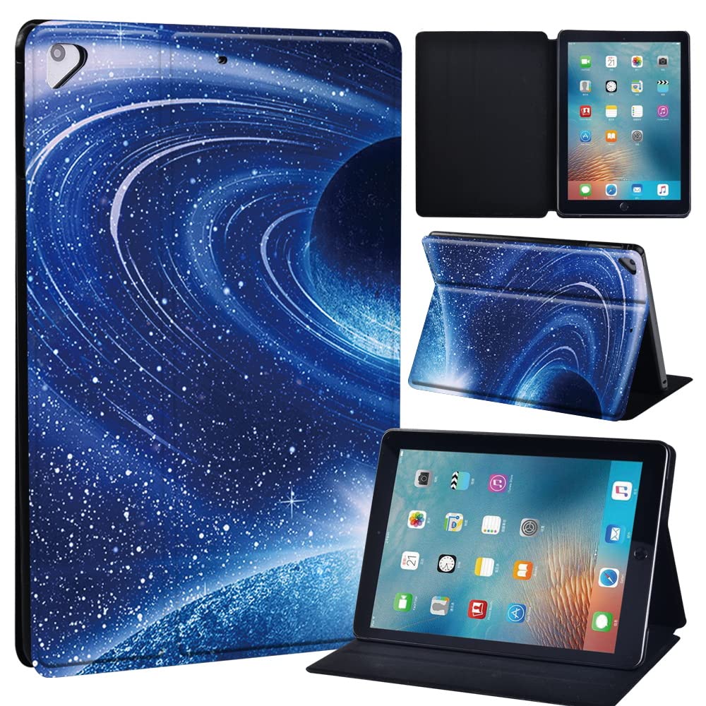 Leather slim lightweight Stand Cover Folio Case for Apple New iPad 9.7 2018 2017(6th Gen, 5th Gen)/iPad Air 2/iPad Air/iPad Pro 9.7 Tablet with Auto Wake/Sleep (blue planet)