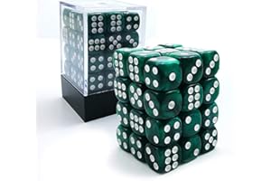 Bescon 12mm 6 Sided Dice 36 in Brick Box, 12mm Six Sided Die (36) Block of Dice, Marble Green