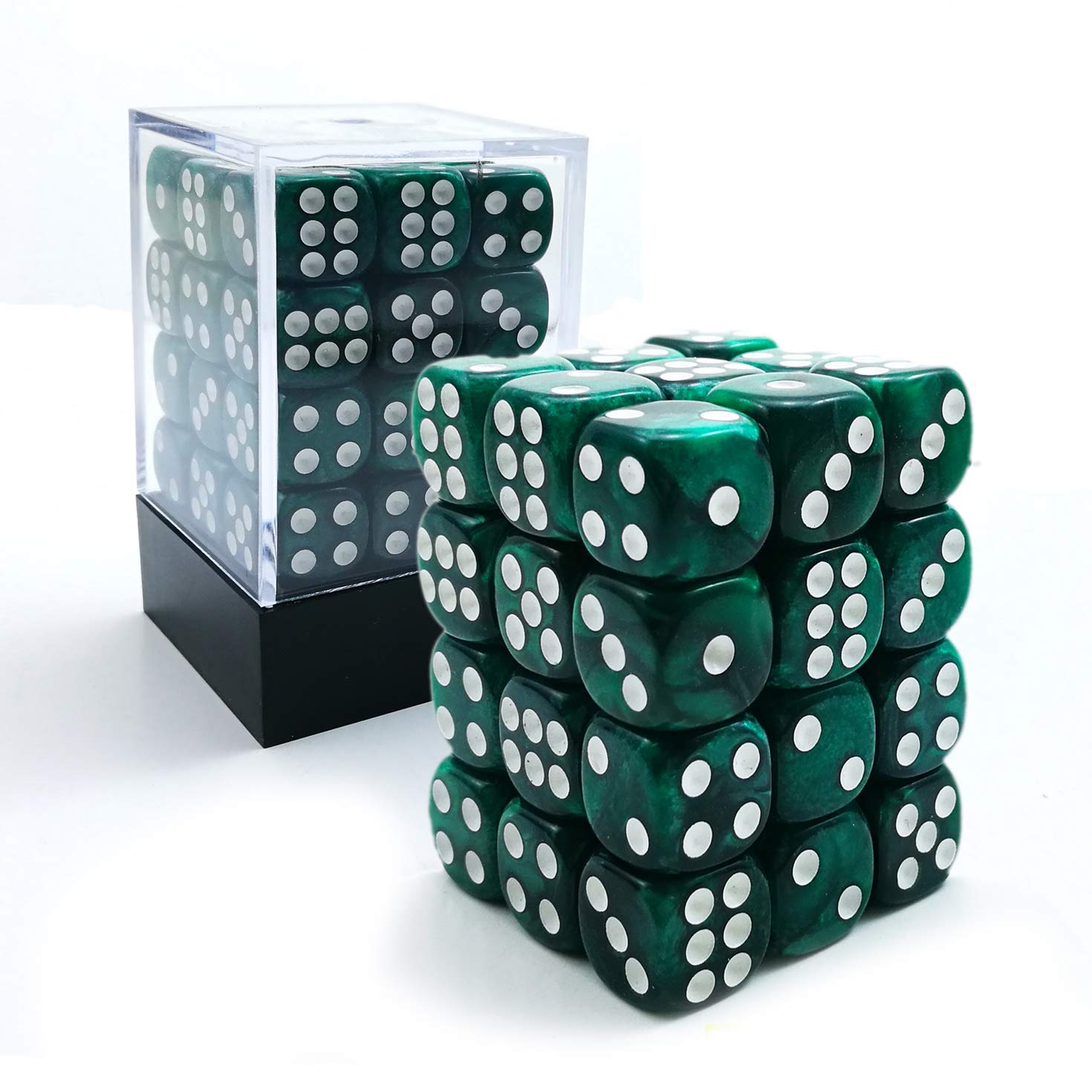 Bescon 12mm 6 Sided Dice 36 in Brick Box, 12mm Six Sided Die (36) Block of Dice, Marble Green — image 1