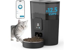 PAPIFEED Automatic Cat Feeder 3.5L/15 Cup 2.4G WiFi Pet Feeder for Dog Work with Alexa & Echo Timed Cat Food Dispenser for Remote Feeding with Stainless Steel Bowl up to 10 Meals Per Day with APP