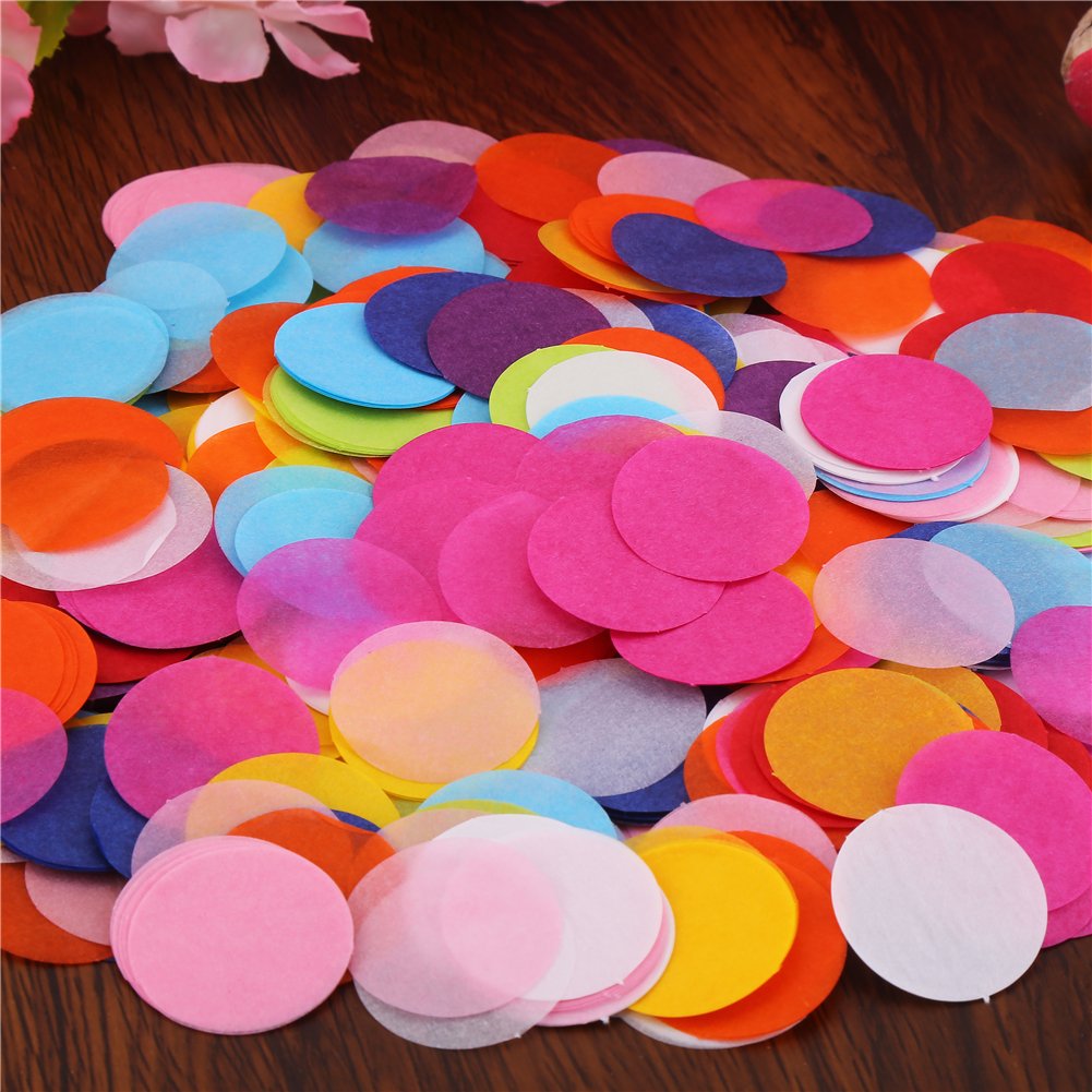 DECORA 1.2 Inch 2000 Pieces Multicolor Circle Paper Confetti for Party Wedding Decorations