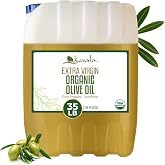 Kevala Extra Virgin Organic Olive Oil - Bulk Size 35 lb, Cold Pressed | Vegetable Oil for Meat and Seafood Marinades, Enjoyed as Hair Oil and Body Oil, Finishing Touch Drizzled on Garlic Bread