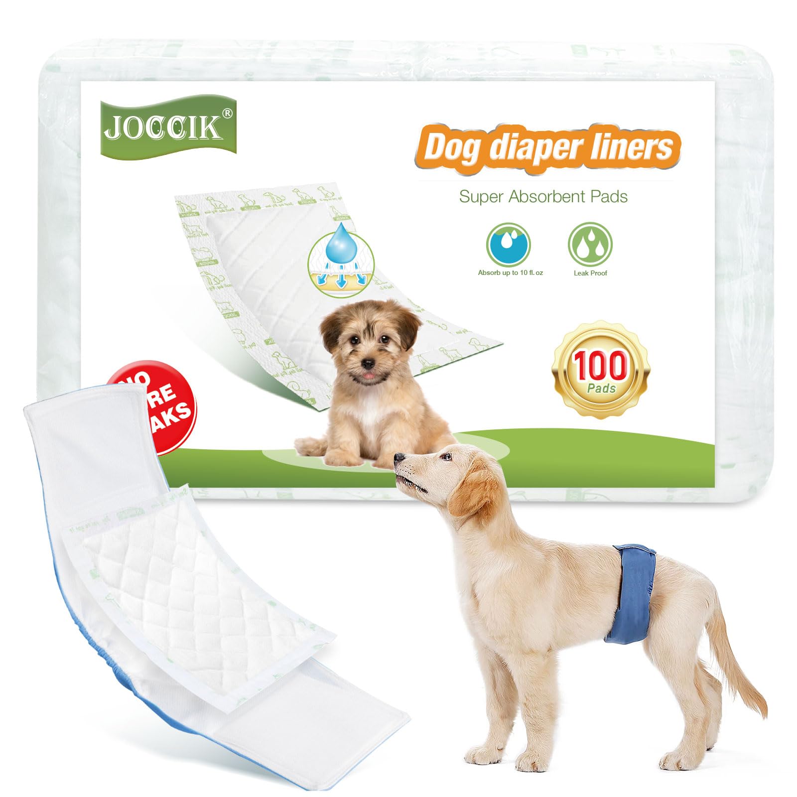 Dog Nappy Liners 100ct Super Soft and Absorbent, Disposable Incontinence Pads for Male Dog Belly Bands or Female Dog Diapers(Regular, 100pcs)