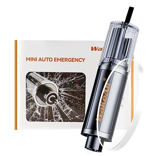 Window Breaker Seatbelt Cutter, Emergency 2‑in‑1 Car Escape Keychain Tool, Safe Hammer Glass Breaker Under Water–Compact, Durable Emergency Rescue Device for Drivers & First Responders, Premium Black