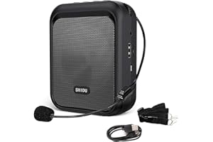 SHIDU Mini Voice Amplifier Portable Rechargeable Bluetooth Speaker with Wired Microphone Headset 10W 1800mAh PA system Supports MP3 Format Audio for Teacher, Taxi Driver, Coaches, Training, Tour Guide