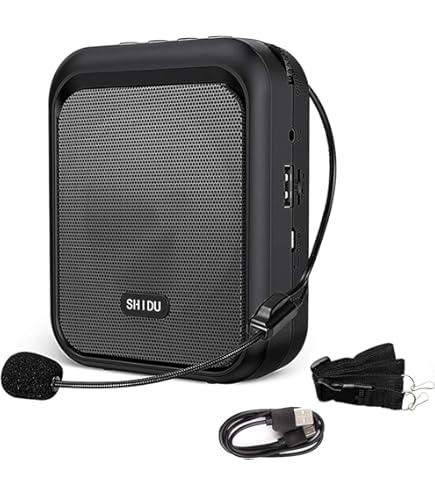 Shidu Amplificatore vocale Bluetooth portatile con microfono cablato, sistema PA ricaricabile personale per classe, guide turistiche, conversazioni, riunioni