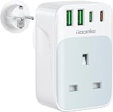toomke UK to EU Adapter Plug 35W PD USB-C 4 Ports Type E/F Travel