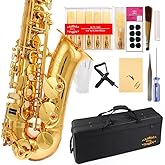 Glory Professional Alto Eb SAX Saxophone Gold Laquer Finish, Alto Saxophone with 11reeds,8 Pads Cushions,case,carekit,Gold Co