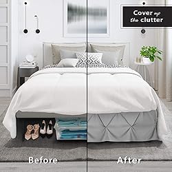 Nestl Light Grey Bed Skirt Cal King Size, Pinch