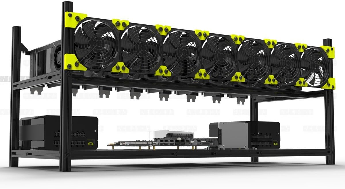 Veddha V3C 8-GPU Mining Case Aluminum Stackable Mining Rig Open Air Frame Case with Fan Mount - Ethereum(ETH,ETC)/ZCash(ZEC)/Monero(XMR)/Bitcoin(BTC)/Siacoin(SC)